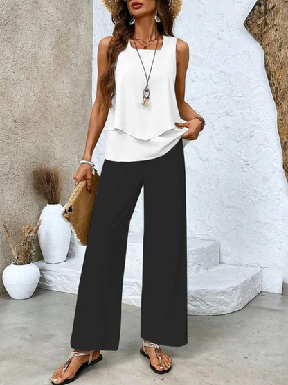 Women's Flowy Top & Relaxed Bottoms Set | Elegant Two-Piece Outfit | Steven & Levon