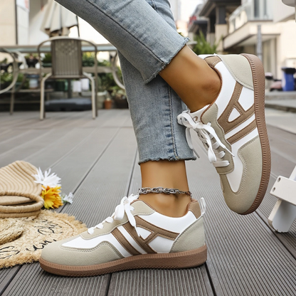 Women's Lace-Up Low-Top Sneakers | Synthetic Leather | Lightweight Comfortable Everyday Casual Shoes | Steven & Levon