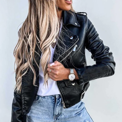Women's Leather Jacket | Biker Jacket | Women | Zip Front & Padded Design | Steven & Levon