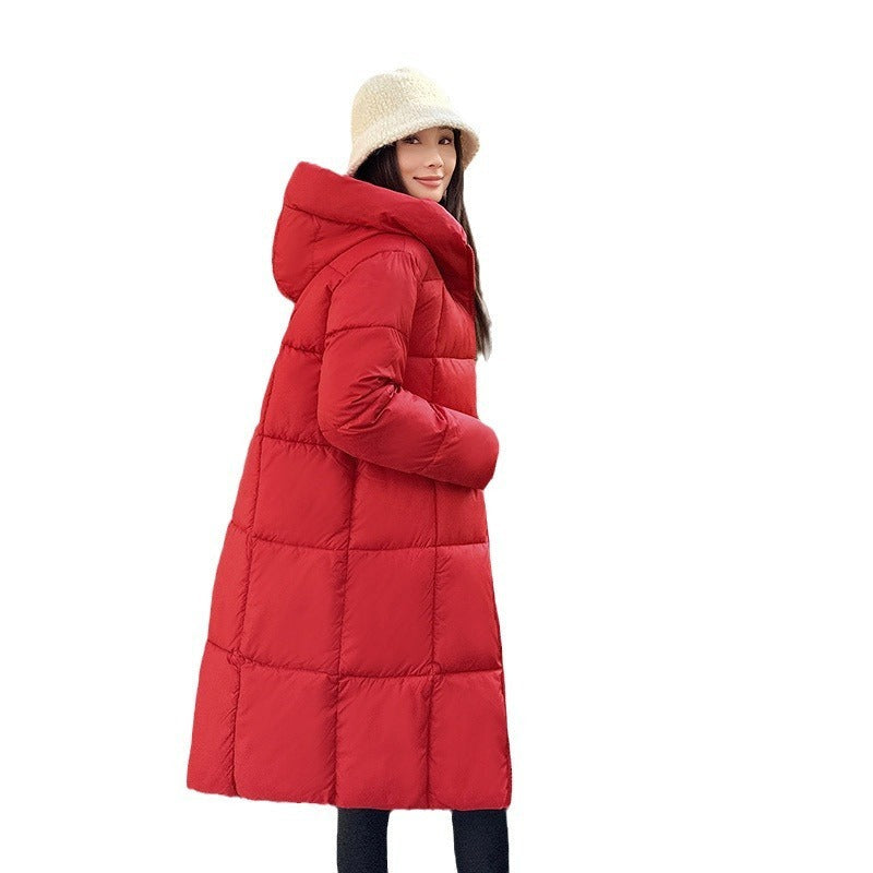Women's Long Down Jacket | Hooded Warm Winter Coat | Full Length Insulated Outerwear | Steven & Levon