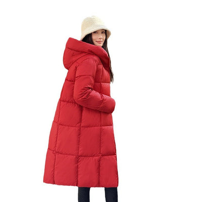 Women's Long Down Jacket | Hooded Warm Winter Coat | Full Length Insulated Outerwear | Steven & Levon
