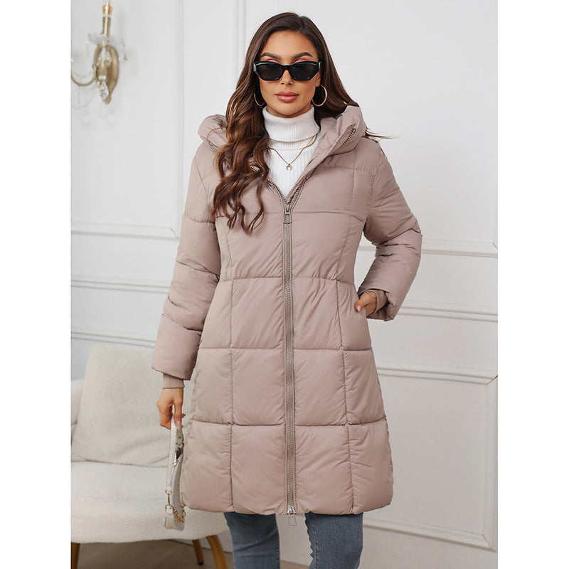 Women's Long Down Jacket | Hooded Warm Winter Coat | Full Length Insulated Outerwear | Steven & Levon