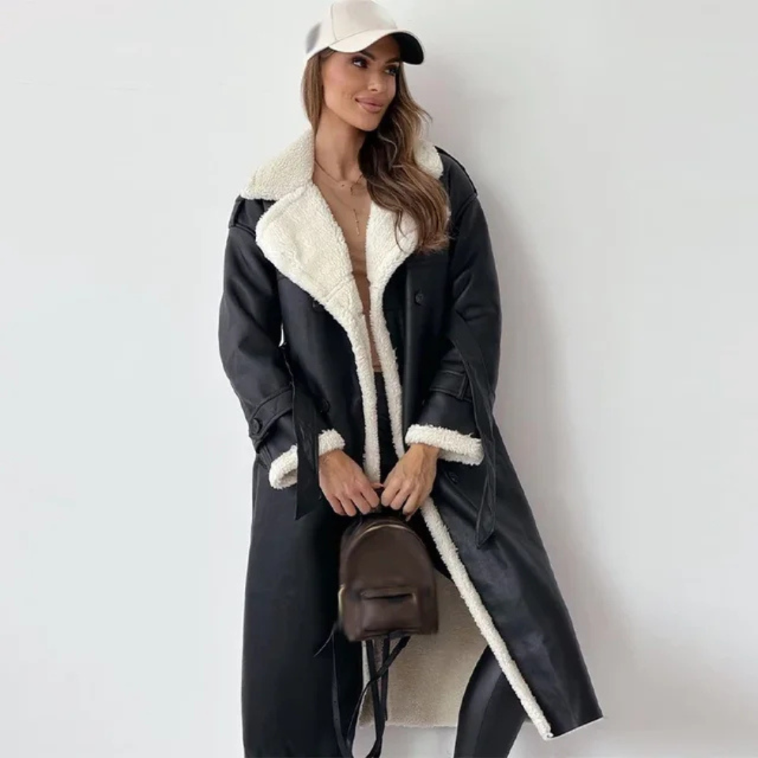 Women's Long Elegant Winter Coat | Beige Wool Blend | Classic Warm Outerwear | Steven & Levon