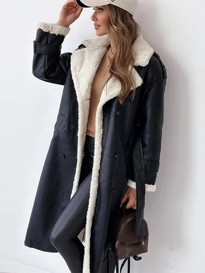 Women's Long Elegant Winter Coat | Beige Wool Blend | Classic Warm Outerwear | Steven & Levon
