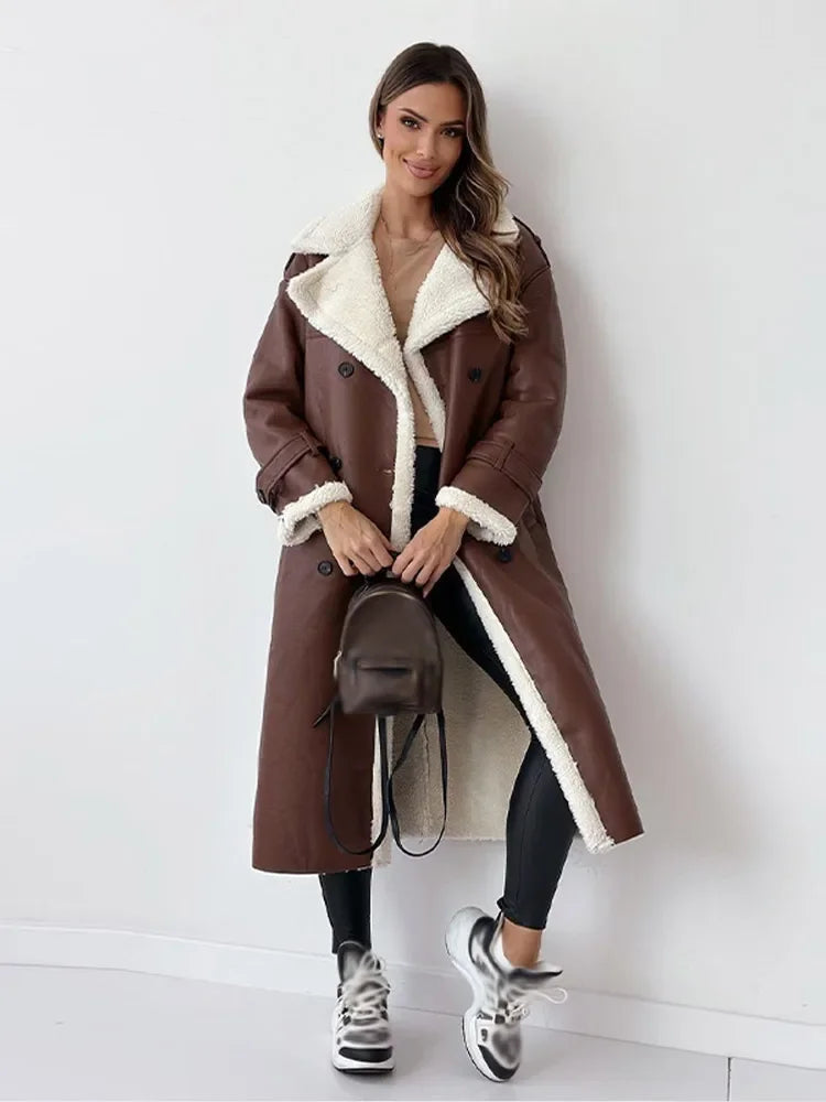 Women's Long Elegant Winter Coat | Beige Wool Blend | Classic Warm Outerwear | Steven & Levon