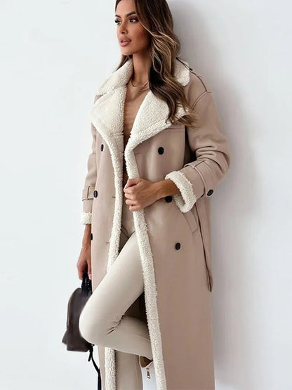 Women's Long Elegant Winter Coat | Beige Wool Blend | Classic Warm Outerwear | Steven & Levon