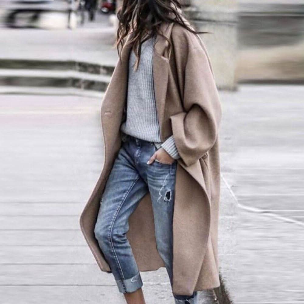Women's Oversized Wool Blend Coat | Long Warm Winter Outerwear | Relaxed Fit Jacket | Steven & Levon