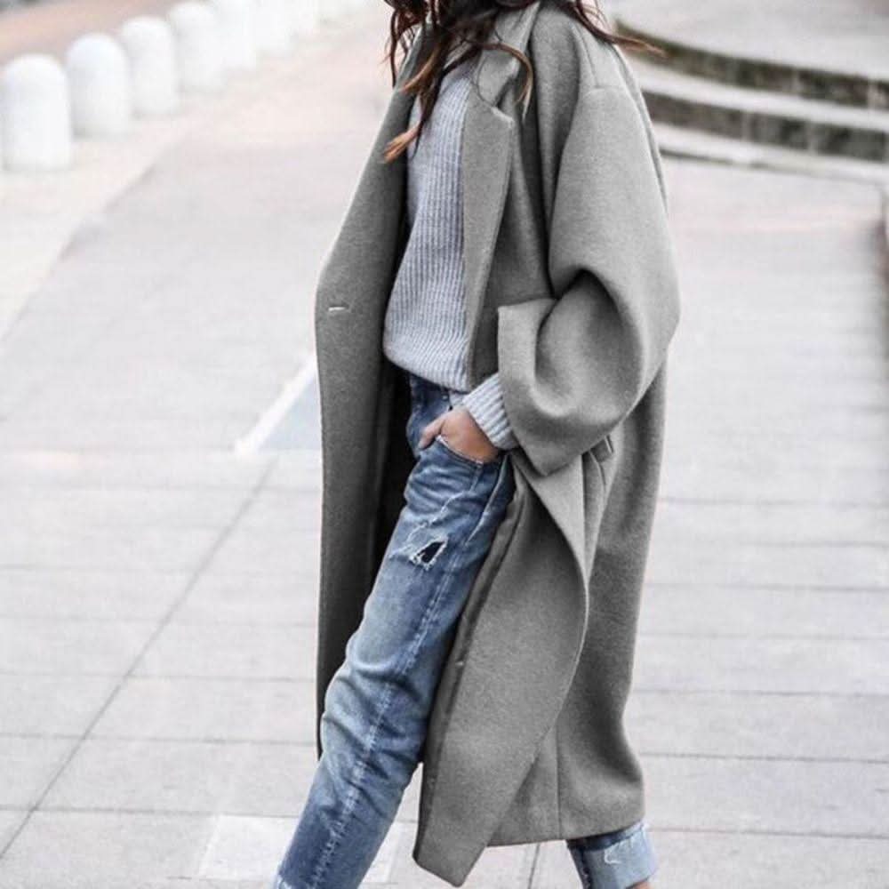 Women's Oversized Wool Blend Coat | Long Warm Winter Outerwear | Relaxed Fit Jacket | Steven & Levon