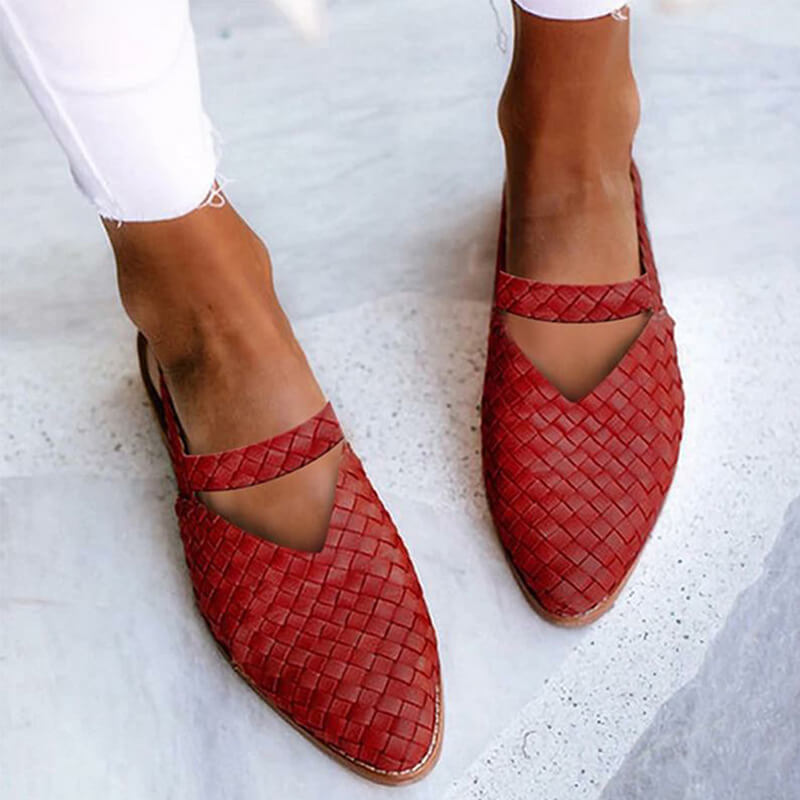 Women's Pointed Low Heel Sandals Flats | Women | Faux Leather Pointed Toe Slingback Comfort Sandals | Steven & Levon