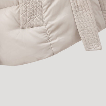 Women's Puffer Jacket | Brown Hooded Belted | Lightweight Warm Winter Outerwear | Steven & Levon