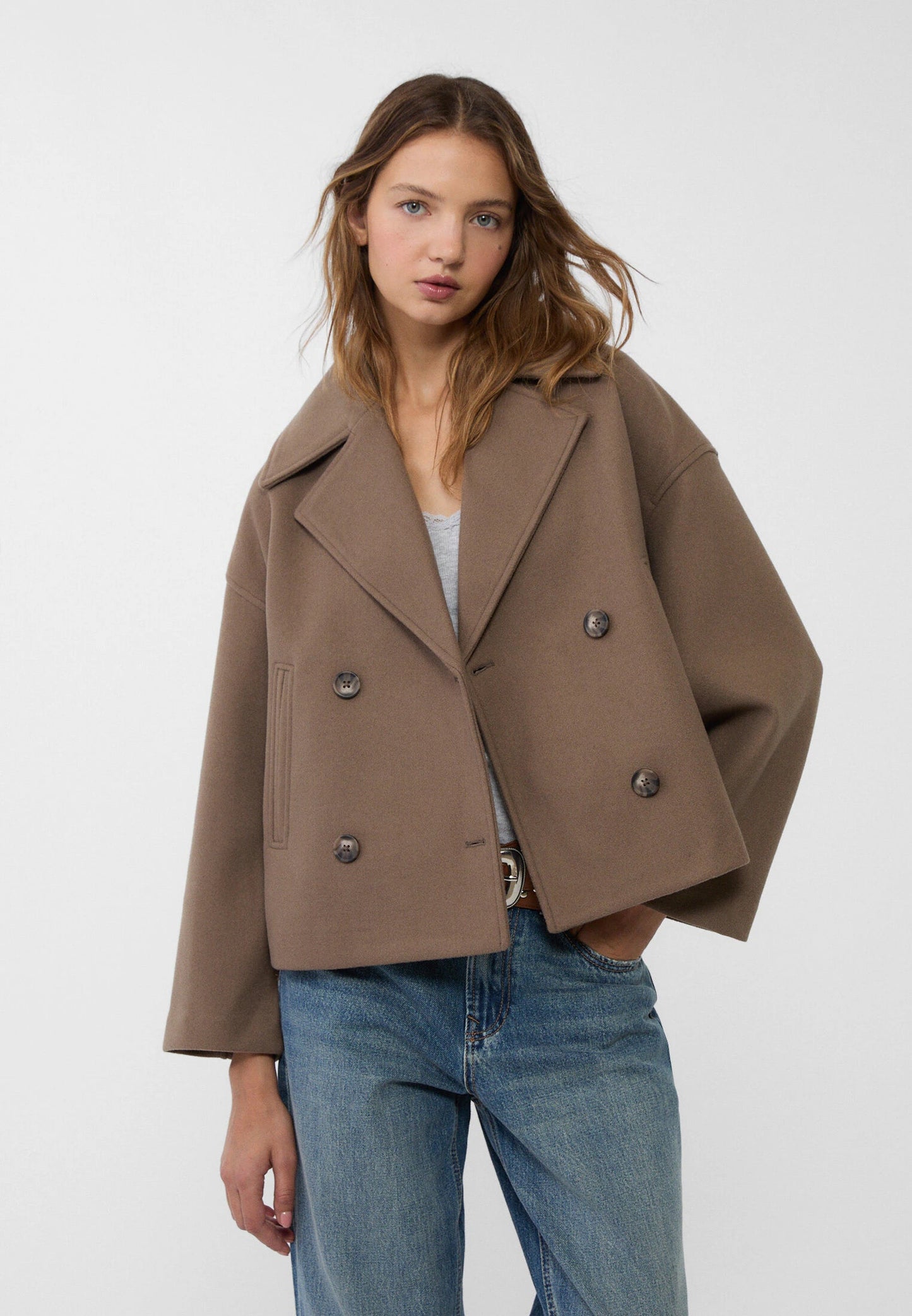 Women's Short Double Breasted Jacket | Women | Tailored Blazer Coat | Smart Casual Layering | Steven & Levon