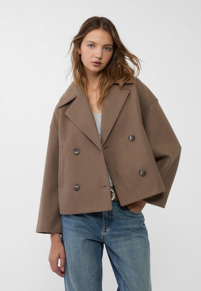 Women's Short Double Breasted Jacket | Women | Tailored Blazer Coat | Smart Casual Layering | Steven & Levon