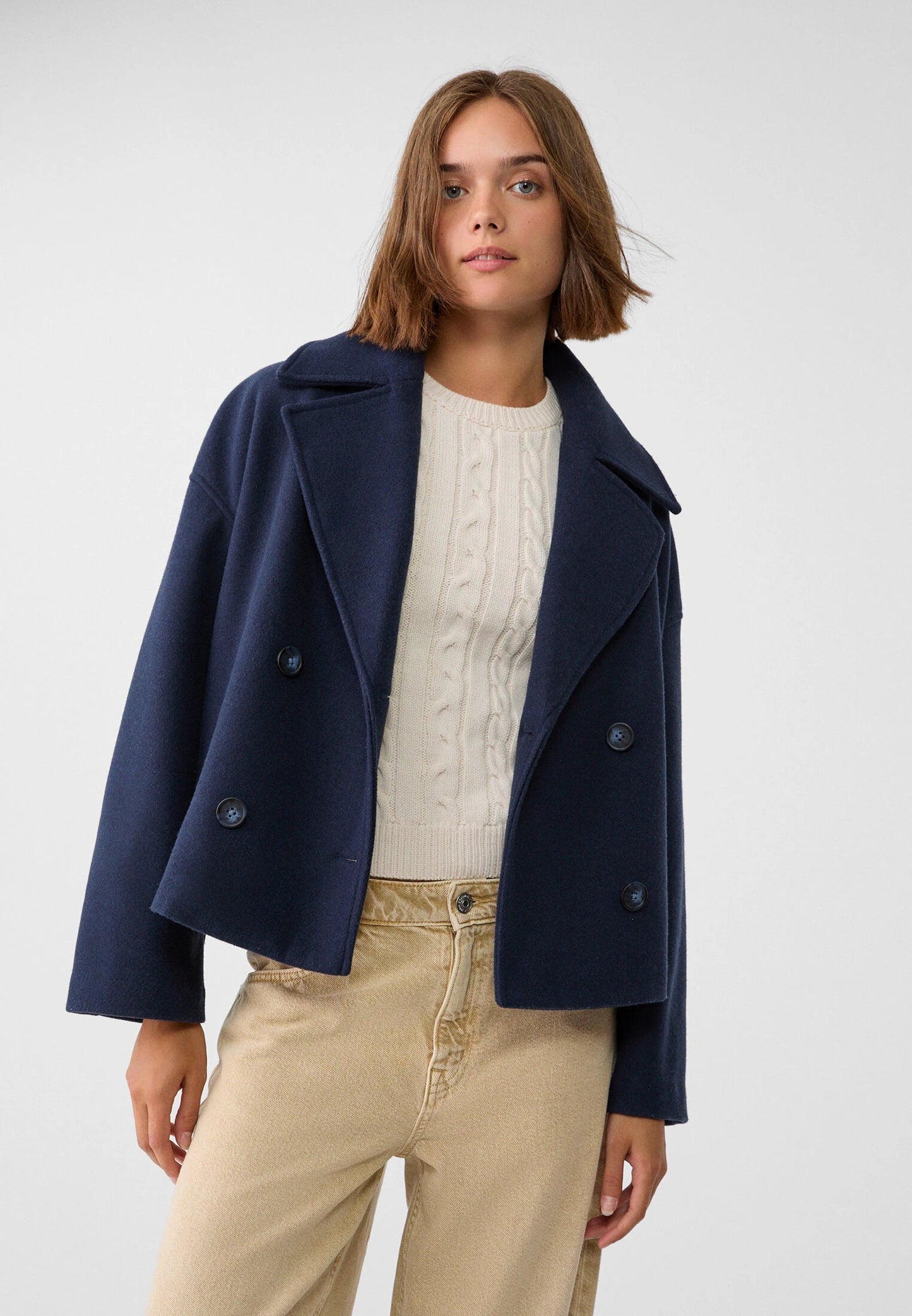 Women's Short Double Breasted Jacket | Women | Tailored Blazer Coat | Smart Casual Layering | Steven & Levon
