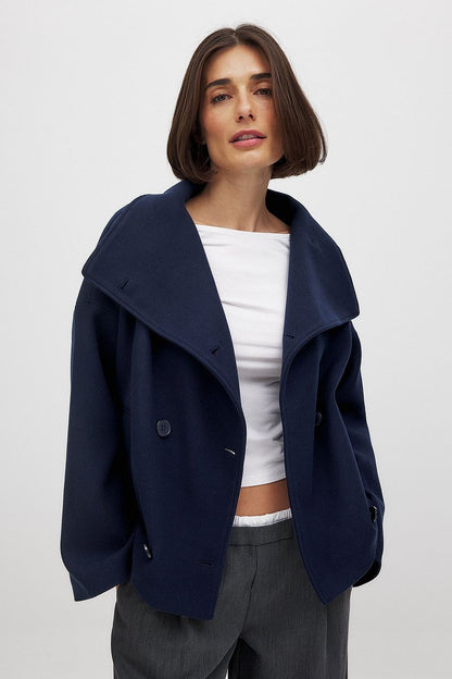 Women's Short Double Breasted Trench Coat | Women | Lightweight Fabric Blend | Cropped Outerwear | Steven & Levon