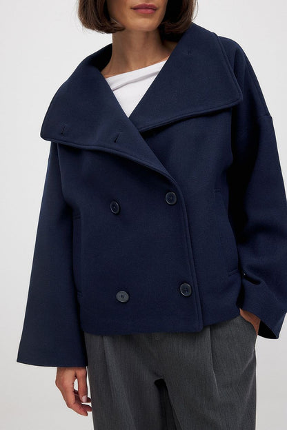 Women's Short Double Breasted Trench Coat | Women | Lightweight Fabric Blend | Cropped Outerwear | Steven & Levon