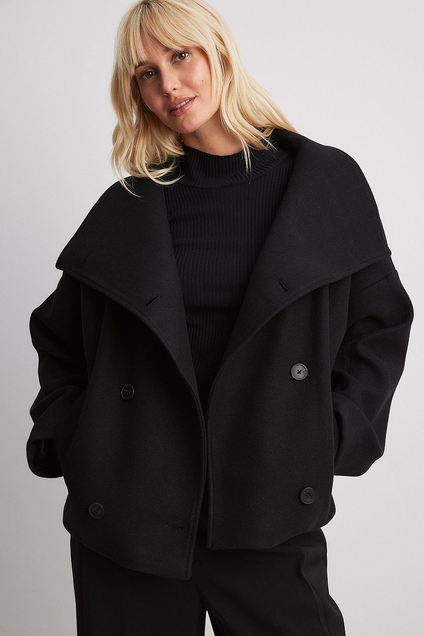 Women's Short Wool Jacket | Wool Blend Jacket | Women | Double Snap Closure Regular Fit Autumn Coat | Steven & Levon