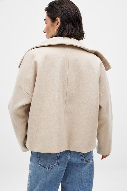 Women's Short Wool Jacket | Wool Blend Jacket | Women | Double Snap Closure Regular Fit Autumn Coat | Steven & Levon