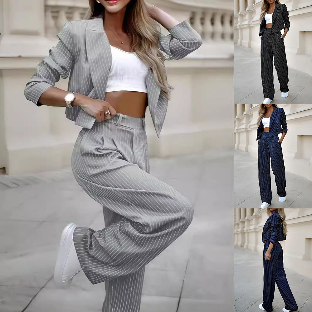 Women’s Striped Blazer and Trousers Set | Women | Tailored Co-Ord Suit | Smart Casual Office Wear | Steven & Levon