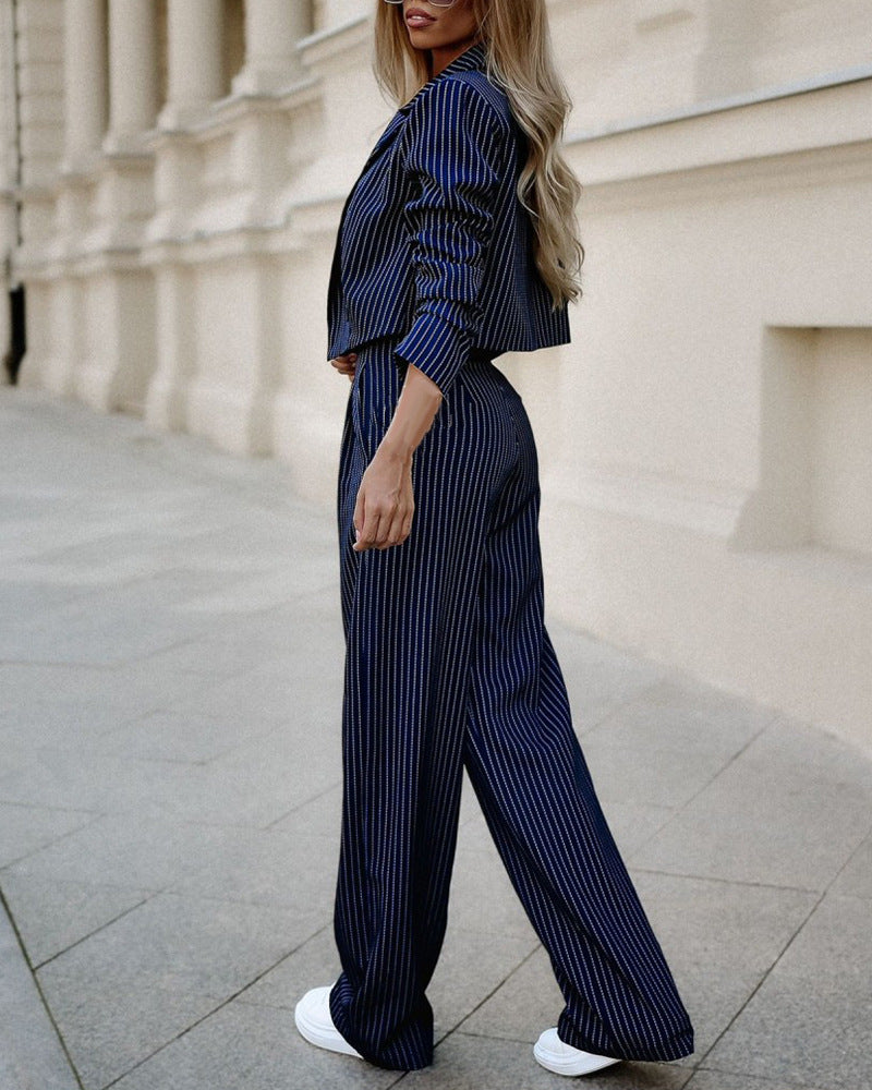 Women’s Striped Blazer and Trousers Set | Women | Tailored Co-Ord Suit | Smart Casual Office Wear | Steven & Levon