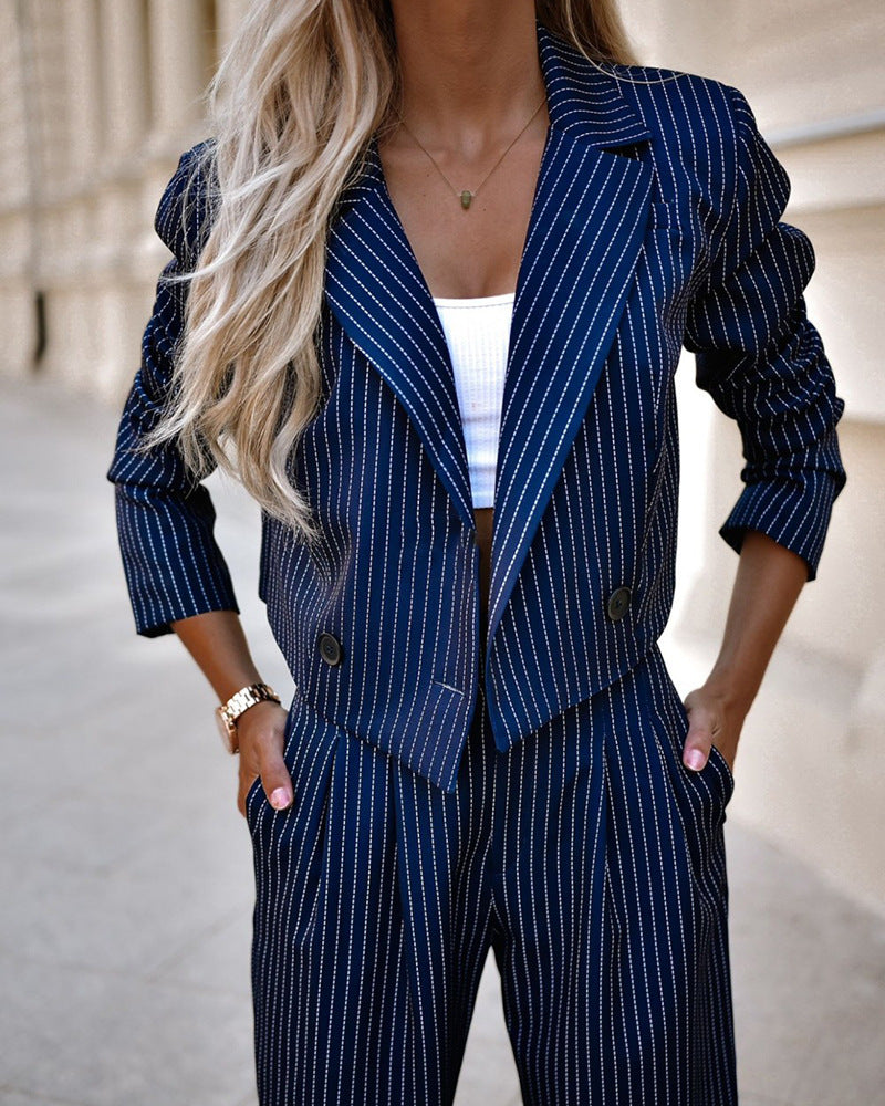 Women’s Striped Blazer and Trousers Set | Women | Tailored Co-Ord Suit | Smart Casual Office Wear | Steven & Levon