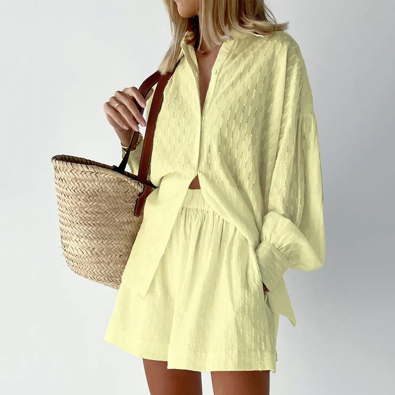 Sienna Structured Shirt & Shorts Co-Ord Set | Women | Relaxed Fit Two-Piece Outfit | Casual Summer Set | Steven & Levon