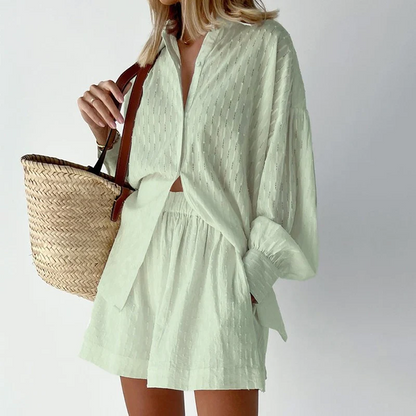 Sienna Structured Shirt & Shorts Co-Ord Set | Women | Relaxed Fit Two-Piece Outfit | Casual Summer Set | Steven & Levon