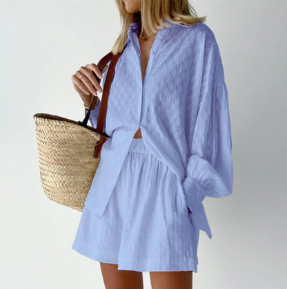 Sienna Structured Shirt & Shorts Co-Ord Set | Women | Relaxed Fit Two-Piece Outfit | Casual Summer Set | Steven & Levon