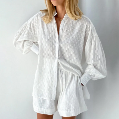Sienna Structured Shirt & Shorts Co-Ord Set | Women | Relaxed Fit Two-Piece Outfit | Casual Summer Set | Steven & Levon
