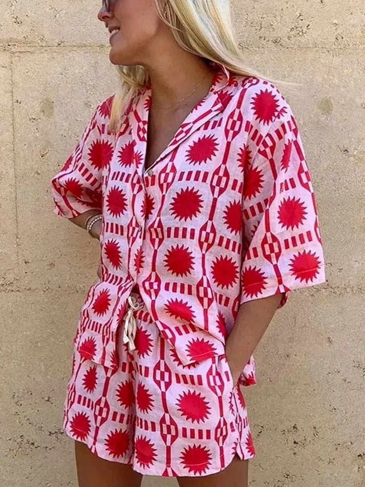Women's Summer Print Co-Ord Set | Elegant Two-Piece Outfit | Steven & Levon