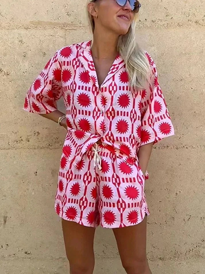 Women's Summer Print Co-Ord Set | Elegant Two-Piece Outfit | Steven & Levon