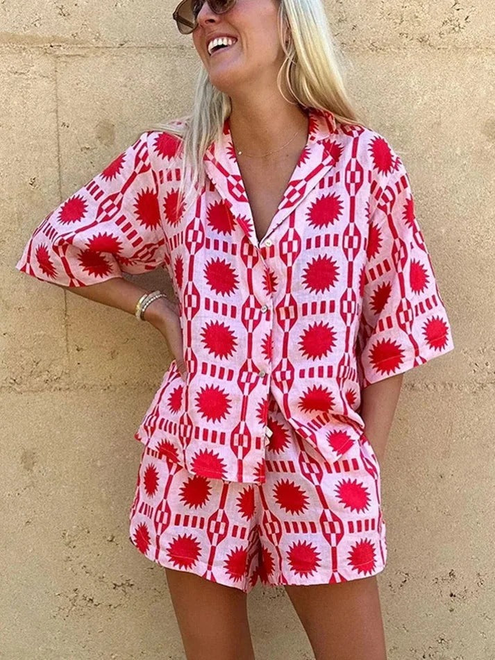 Women's Summer Print Co-Ord Set | Elegant Two-Piece Outfit | Steven & Levon