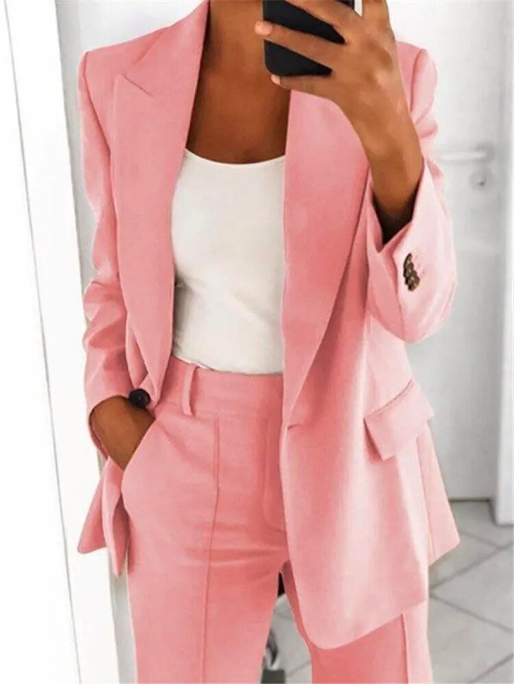 Women’s Tailored Blazer & Wide Leg Pants Set | Women | Soft Fabric | Office & Smart Casual Co-Ord | Steven & Levon