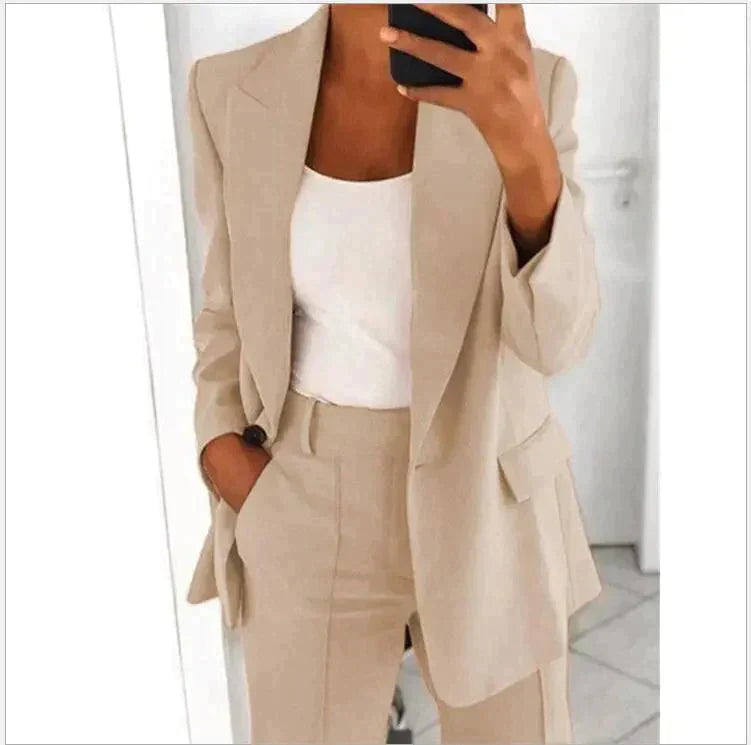 Women’s Tailored Blazer & Wide Leg Pants Set | Women | Soft Fabric | Office & Smart Casual Co-Ord | Steven & Levon
