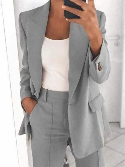 Women’s Tailored Blazer & Wide Leg Pants Set | Women | Soft Fabric | Office & Smart Casual Co-Ord | Steven & Levon