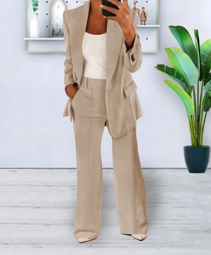 Women’s Tailored Blazer & Wide Leg Pants Set | Women | Soft Fabric | Office & Smart Casual Co-Ord | Steven & Levon