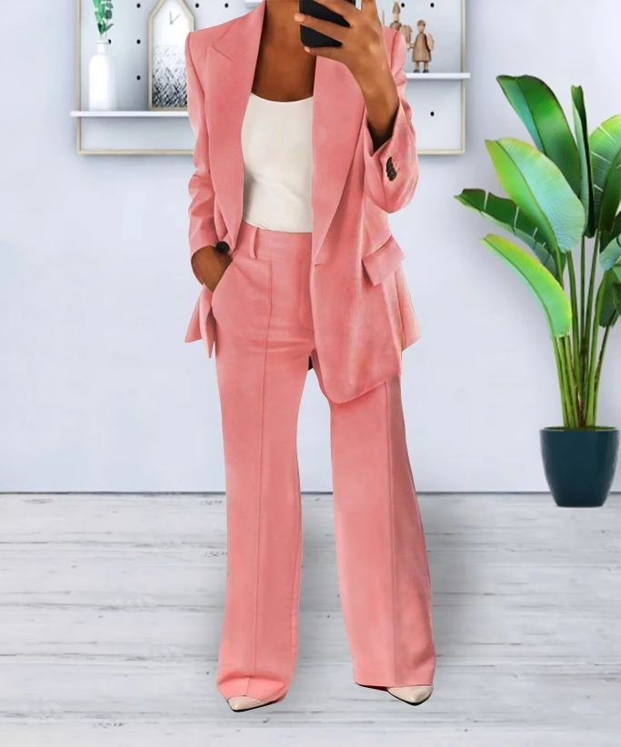 Women’s Tailored Blazer & Wide Leg Pants Set | Women | Soft Fabric | Office & Smart Casual Co-Ord | Steven & Levon