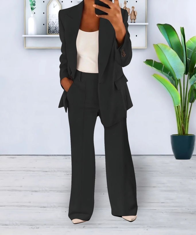 Women’s Tailored Blazer & Wide Leg Pants Set | Women | Soft Fabric | Office & Smart Casual Co-Ord | Steven & Levon