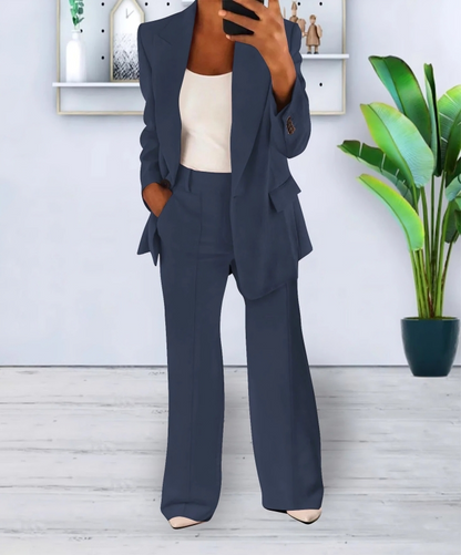 Women’s Tailored Blazer & Wide Leg Pants Set | Women | Soft Fabric | Office & Smart Casual Co-Ord | Steven & Levon