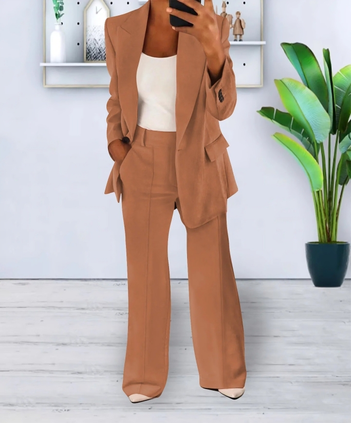Women’s Tailored Blazer & Wide Leg Pants Set | Women | Soft Fabric | Office & Smart Casual Co-Ord | Steven & Levon