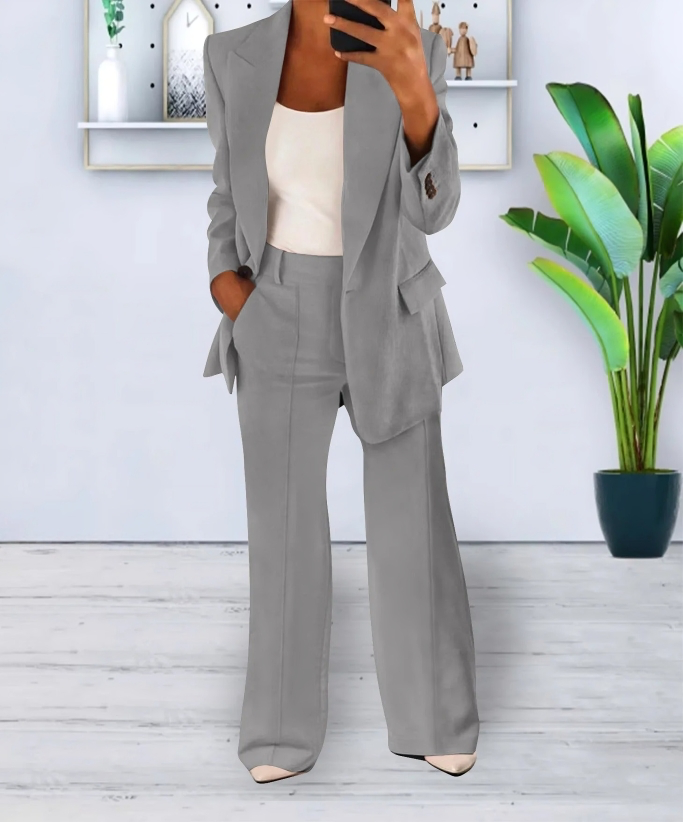 Women’s Tailored Blazer & Wide Leg Pants Set | Women | Soft Fabric | Office & Smart Casual Co-Ord | Steven & Levon