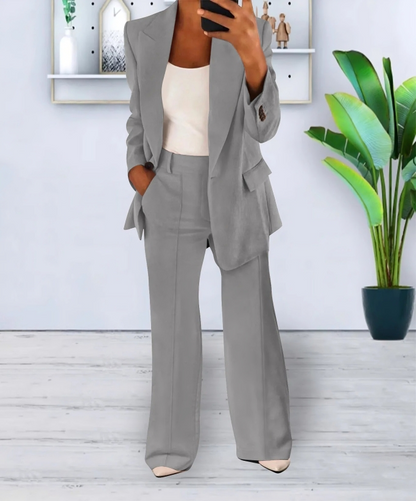 Women’s Tailored Blazer & Wide Leg Pants Set | Women | Soft Fabric | Office & Smart Casual Co-Ord | Steven & Levon