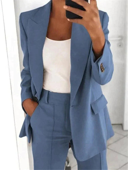 Women’s Tailored Blazer & Wide Leg Pants Set | Women | Soft Fabric | Office & Smart Casual Co-Ord | Steven & Levon