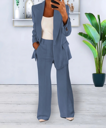 Women’s Tailored Blazer & Wide Leg Pants Set | Women | Soft Fabric | Office & Smart Casual Co-Ord | Steven & Levon