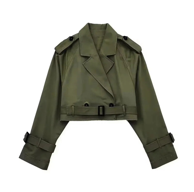 Women's Short Trench Coat | Women | Lightweight Fabric Blend | Double-Breasted | Steven & Levon