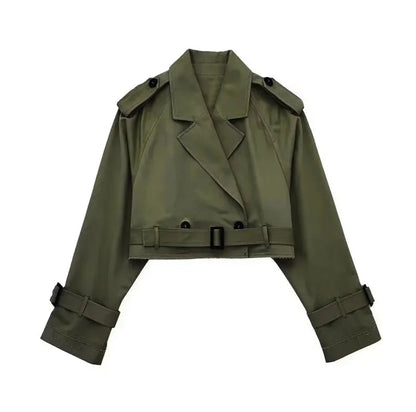 Women's Short Trench Coat | Women | Lightweight Fabric Blend | Double-Breasted | Steven & Levon