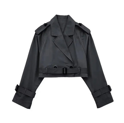 Women's Short Trench Coat | Women | Lightweight Fabric Blend | Double-Breasted | Steven & Levon