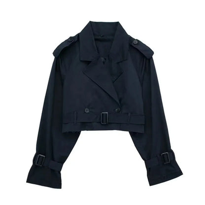Women's Short Trench Coat | Women | Lightweight Fabric Blend | Double-Breasted | Steven & Levon