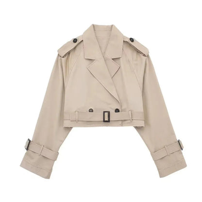 Women's Short Trench Coat | Women | Lightweight Fabric Blend | Double-Breasted | Steven & Levon