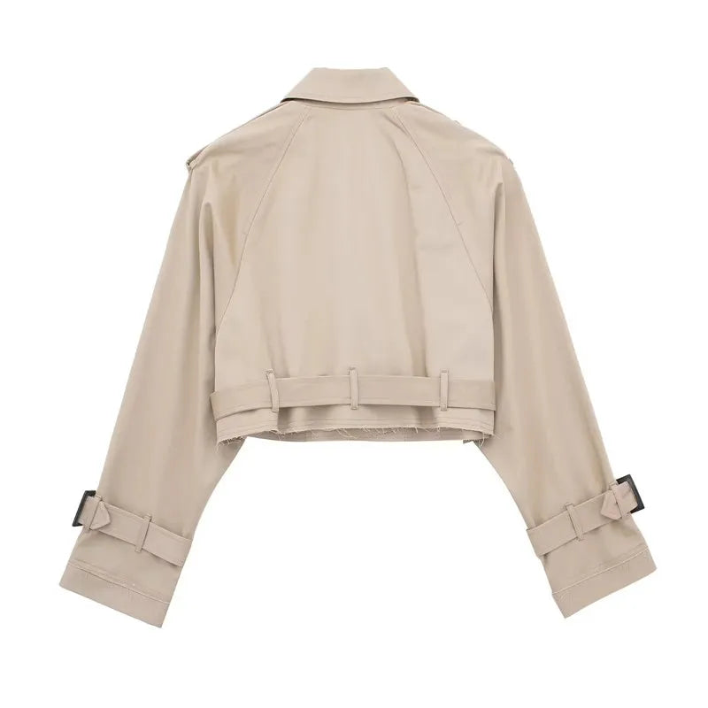 Women's Short Trench Coat | Women | Lightweight Fabric Blend | Double-Breasted | Steven & Levon