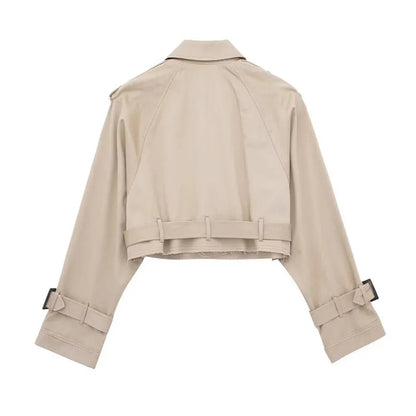 Women's Short Trench Coat | Women | Lightweight Fabric Blend | Double-Breasted | Steven & Levon